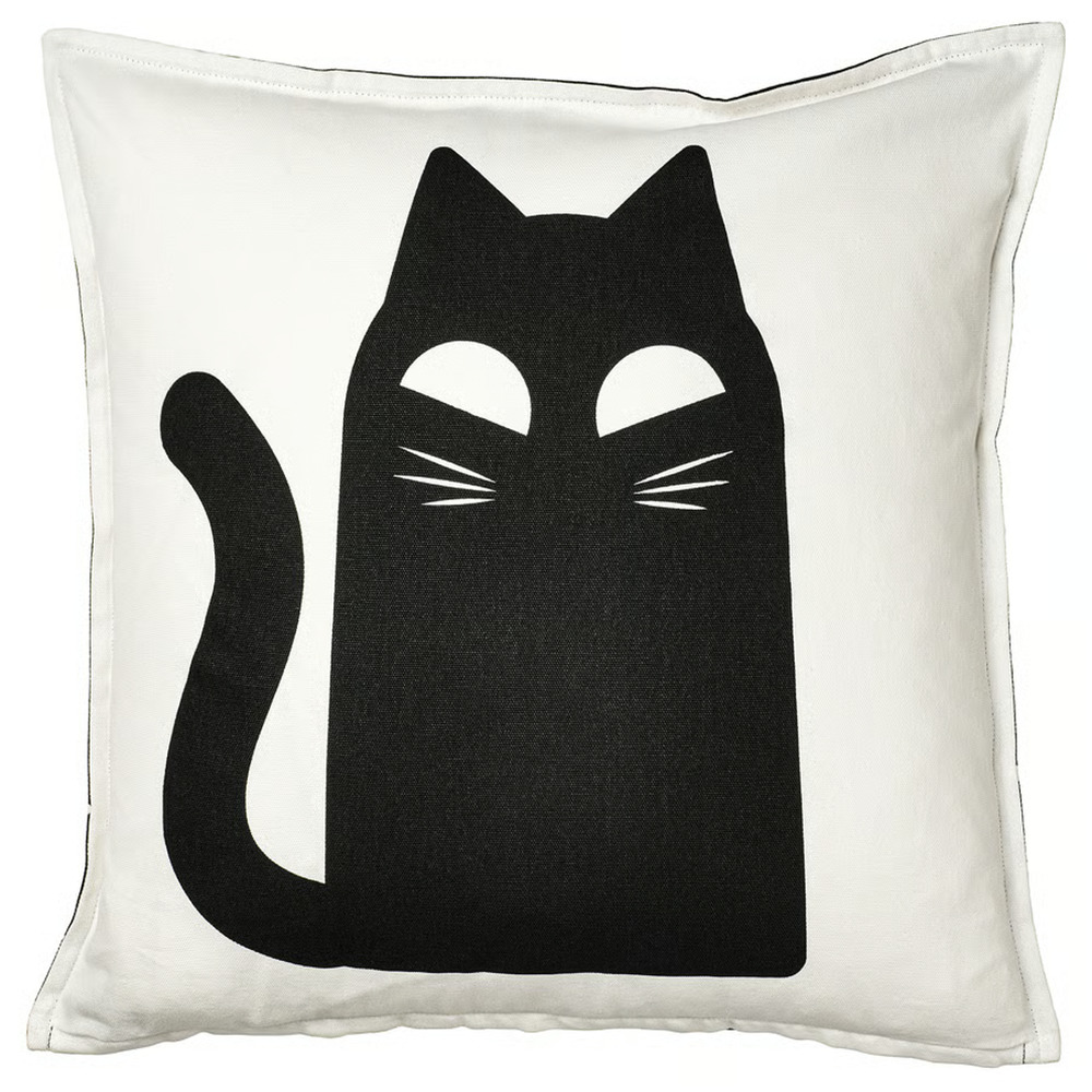 IKEA KUSTFYR Pillow Cushion Cover, Cat White/Black, 20"x20" (905.995.70) NEW